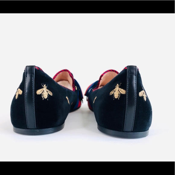 GUCCI Sylvie Bee Velvet Bow Ballet Flat Loafer - Picture 5 of 13